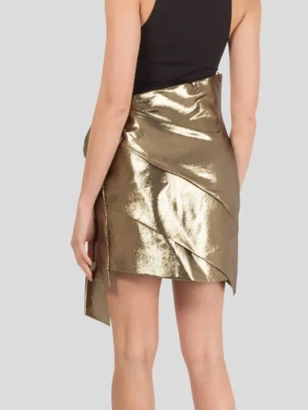 Saint Laurent Metallic Gold Wrap Mini Skirt 38 - Picture 5 of 7